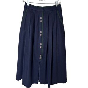 Bayerischer Bavaria Loden Vintage Wool Bavarian Skirt Navy Blue Size Small